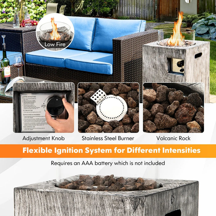 8.79kW Propane Fire Pit Table – Grey Ore Powder Design | Glass Wind Guard COSTWAY - Little and Giant Explorers