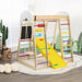 Children's play structure with slide and swing in a room setting