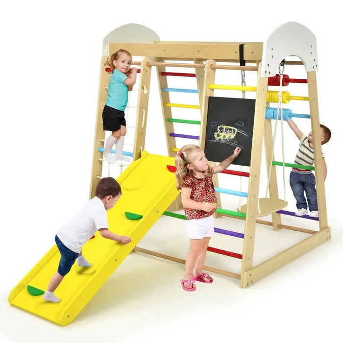 8-in-1 Climbing Activity Centre – Multi-Colour Wooden Indoor and Outdoor Playset | COSTWAY - Little and Giant Explorers Costway