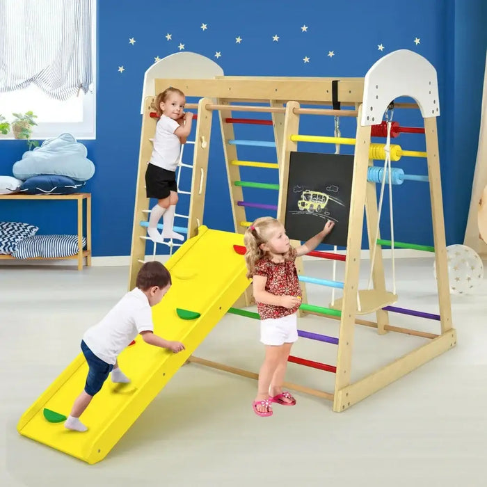 8-in-1 Climbing Activity Centre – Multi-Colour Wooden Indoor and Outdoor Playset | COSTWAY - Little and Giant Explorers Costway