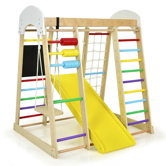 8-in-1 Climbing Activity Centre – Multi-Colour Wooden Indoor and Outdoor Playset | COSTWAY - Little and Giant Explorers Costway