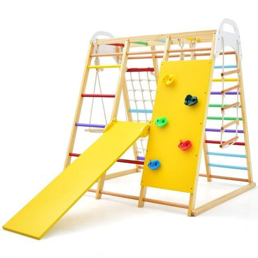 8-in-1 Colourful Jungle Gym Playset with Monkey Bars and Climbers - Little and Giant Explorers Costway