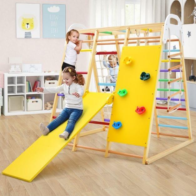 8-in-1 Colourful Jungle Gym Playset with Monkey Bars and Climbers - Little and Giant Explorers Costway