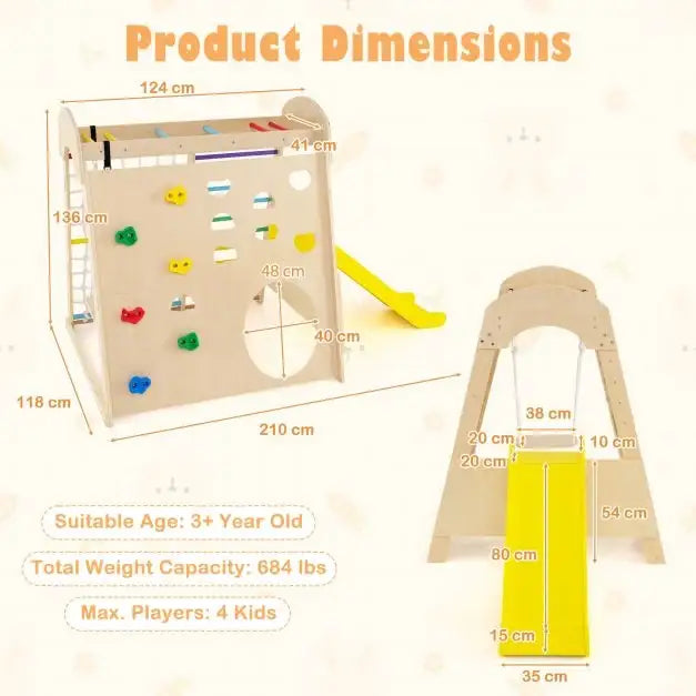 Colourful 8-in-1 Wooden Indoor Playground - Little and Giant Explorers Costway