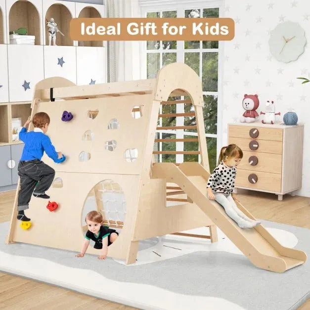 8-in-1 Wooden Indoor Playground - Little and Giant Explorers Costway