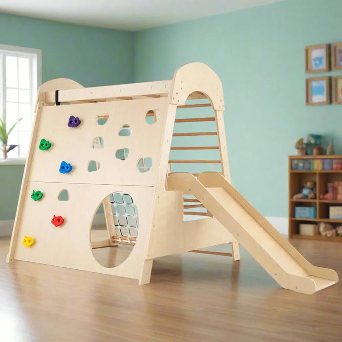 8-in-1 Wooden Indoor Playground - Little and Giant Explorers Costway