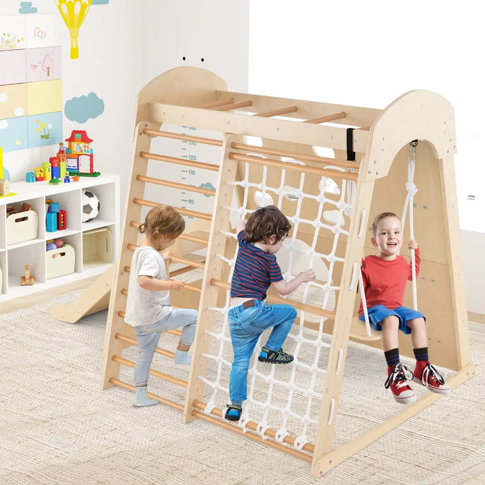 8-in-1 Wooden Indoor Playground - Little and Giant Explorers Costway