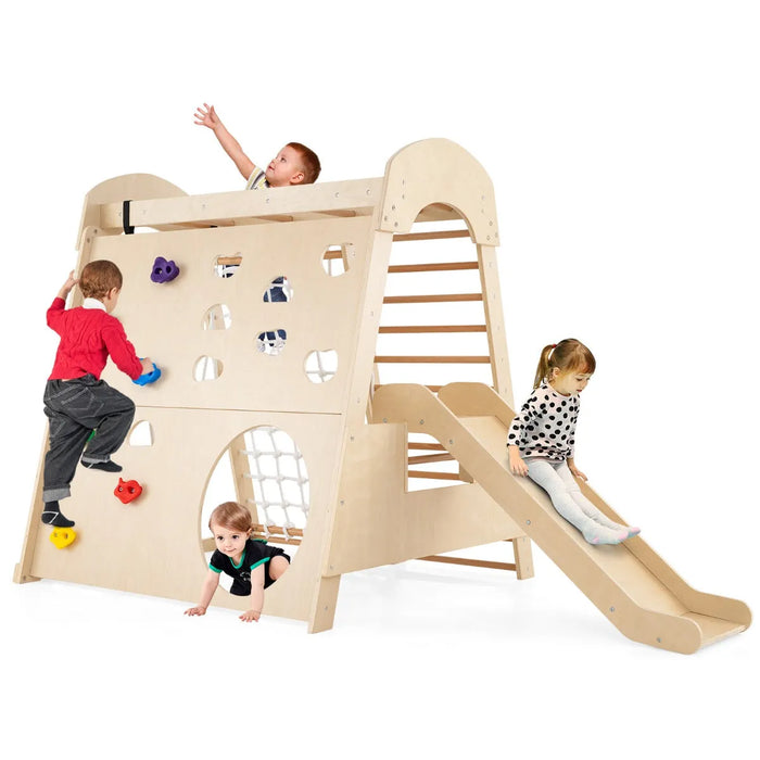 8-in-1 Wooden Indoor Playground - Little and Giant Explorers Costway