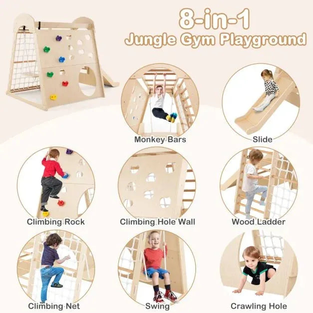 8-in-1 Wooden Indoor Playground - Little and Giant Explorers Costway