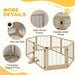 8 Panel Foldable Pet Gate with Support Feet in Natural Wood - Little and Giant Explorers PawHut