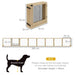 8 Panel Foldable Pet Gate with Support Feet in Natural Wood - Little and Giant Explorers PawHut