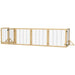 8 Panel Foldable Pet Gate with Support Feet in Natural Wood - Little and Giant Explorers PawHut