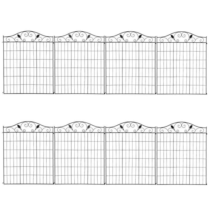 8-Panel Garden Fence – Black Decorative Metal Border Panels | Vine Pattern - 365×112 cm OUTSUNNY - Little and Giant Explorers Outsunny