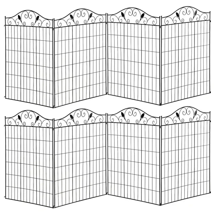 8-Panel Garden Fence – Black Decorative Metal Border Panels | Vine Pattern - 365×112 cm OUTSUNNY - Little and Giant Explorers Outsunny