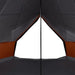 Inside view of grey and orange 8 person tipi family tent with central pole and modern design