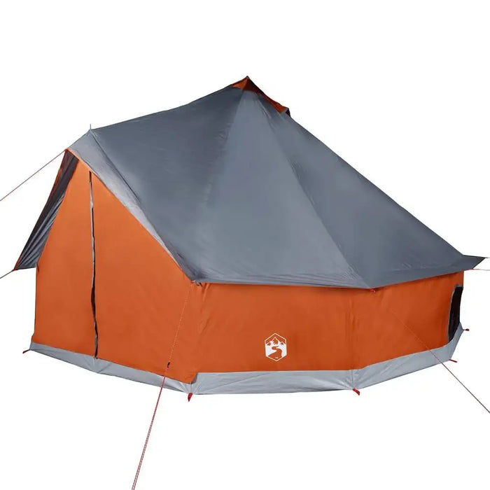 8 person tipi family tent in grey and orange with modern design and E-port