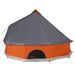 8-person grey and orange tipi family tent with E-port, modern camping design