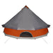 8 person grey and orange tipi family tent with e-port and modern design