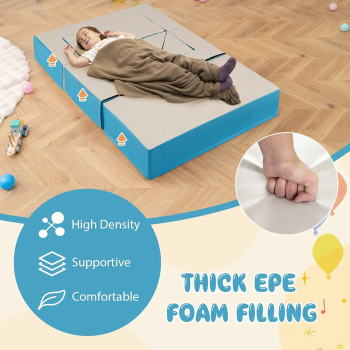 8-Piece Kids Foam Play Couch – Blue | Convertible Sofa, Bed, Table and Chair Set COSTWAY - Little and Giant Explorers Costway