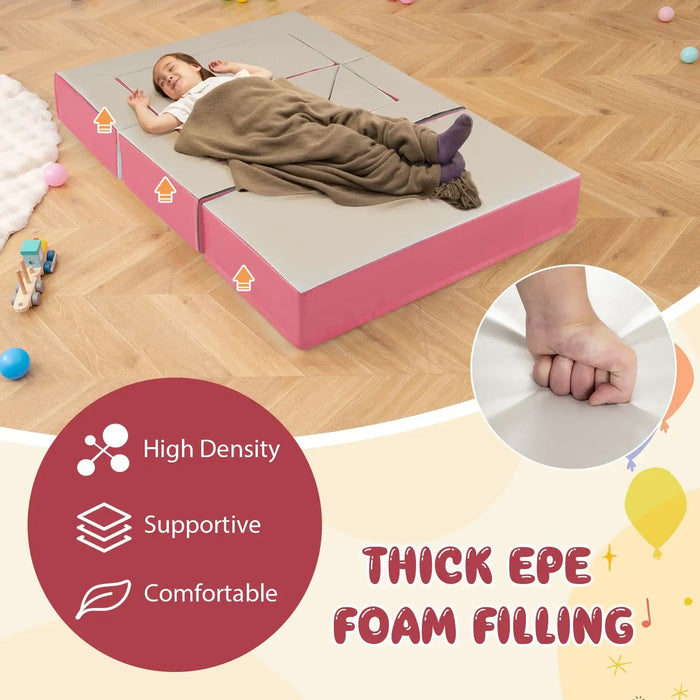 8-Piece Kids Foam Play Couch – Pink | Convertible Sofa, Bed, Table and Chair Set COSTWAY - Little and Giant Explorers Costway