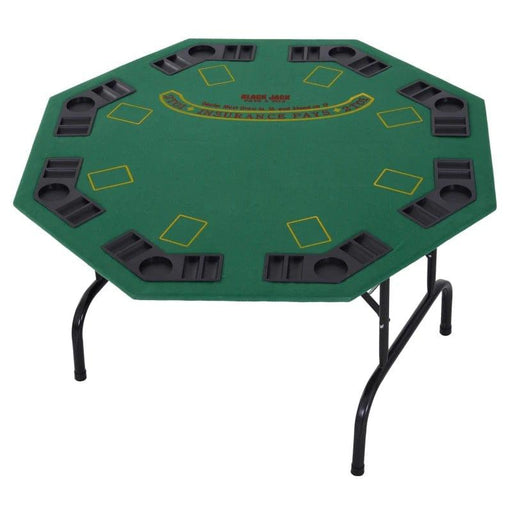 8 Player Folding Poker Table with Chip Cup Holders - Little and Giant Explorers HOMCOM