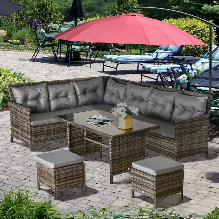 8-Seater Cushioned Patio Wicker Sofa Set Rattan Chair Furniture - Little and Giant Explorers Outsunny