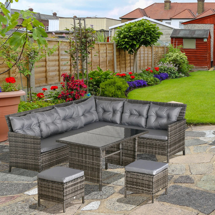 8-Seater Cushioned Patio Wicker Sofa Set Rattan Chair Furniture - Little and Giant Explorers Outsunny