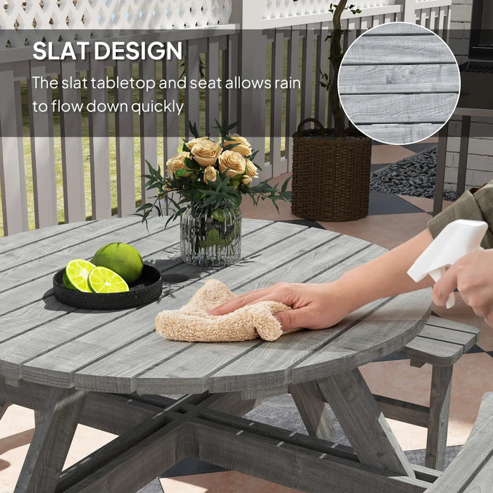 8-Seater Wooden Picnic Set in Fir Wood and Grey - Little and Giant Explorers Outsunny
