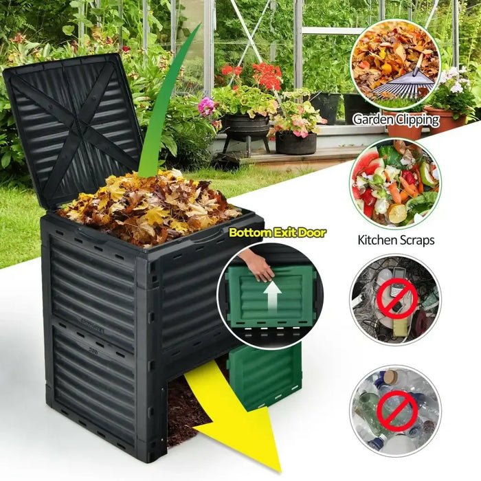 80-Gallon Compost Bin – Outdoor Garden Composter | Aeration Vents COSTWAY - Little and Giant Explorers Costway