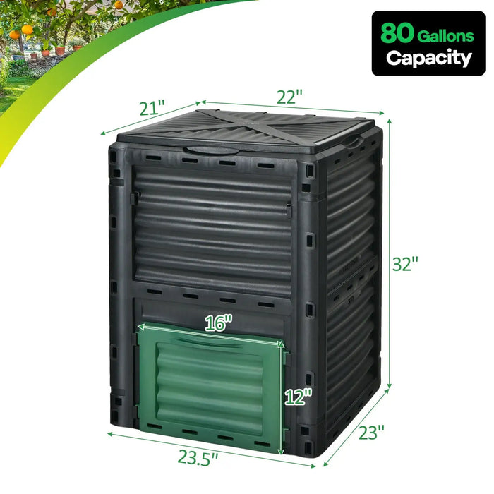 80-Gallon Compost Bin – Outdoor Garden Composter | Aeration Vents COSTWAY - Little and Giant Explorers Costway