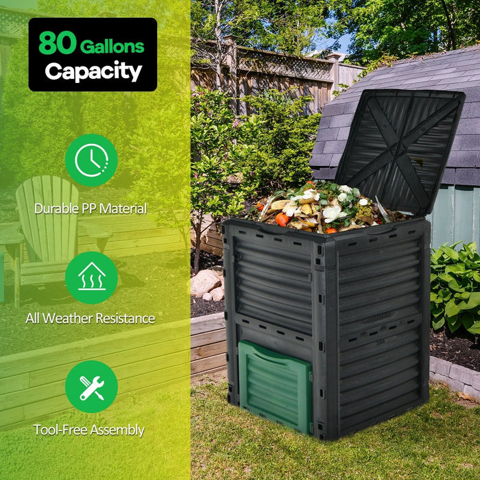 80-Gallon Compost Bin – Outdoor Garden Composter | Aeration Vents COSTWAY - Little and Giant Explorers Costway