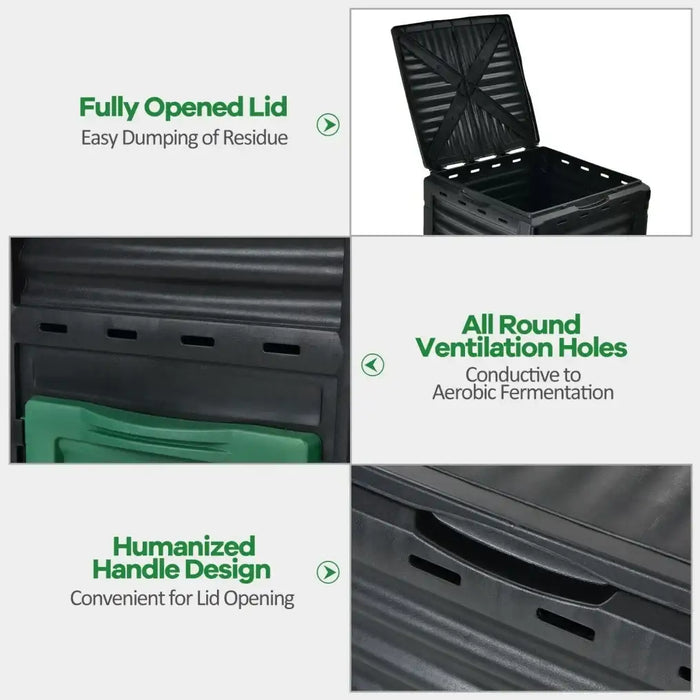 80-Gallon Compost Bin – Outdoor Garden Composter | Aeration Vents COSTWAY - Little and Giant Explorers Costway