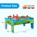 80 Piece Wooden Train Table Set with Reversible Table Top - Little and Giant Explorers Costway