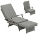 80° Reclining Rattan Lounger in Grey with Cushions - Little and Giant Explorers Outsunny