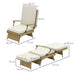 80° Reclining Rattan Lounger in White/Beige with Cushions - Little and Giant Explorers Outsunny