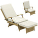80° Reclining Rattan Lounger in White/Beige with Cushions - Little and Giant Explorers Outsunny