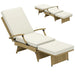 80° Reclining Rattan Lounger in White/Beige with Cushions - Little and Giant Explorers Outsunny