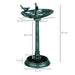 Tall Vintage Bird Bath with 2 Decorative Birds in Green 81cm - Little and Giant Explorers Outsunny