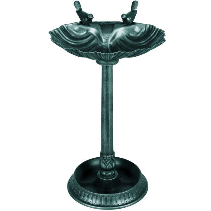 Tall Vintage Bird Bath with 2 Decorative Birds in Green 81cm - Little and Giant Explorers Outsunny
