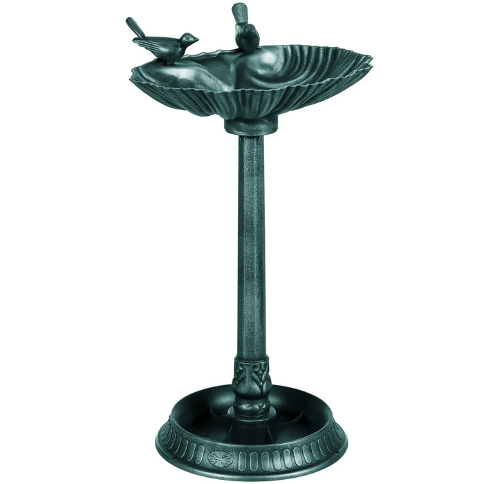 Tall Vintage Bird Bath with 2 Decorative Birds in Green 81cm - Little and Giant Explorers Outsunny