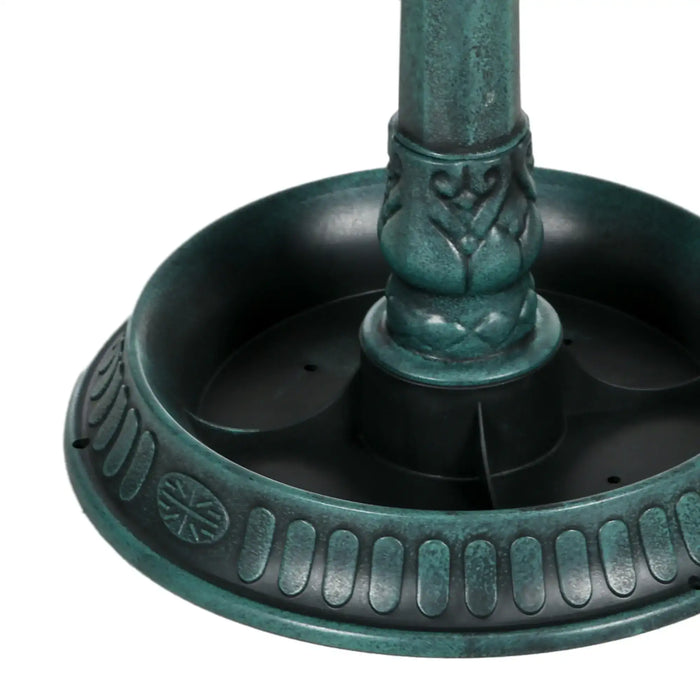 Tall Vintage Bird Bath with 2 Decorative Birds in Green 81cm - Little and Giant Explorers Outsunny