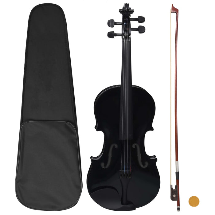 Beginners Violin Full Set with Bow and Chin Rest in Black 4/4