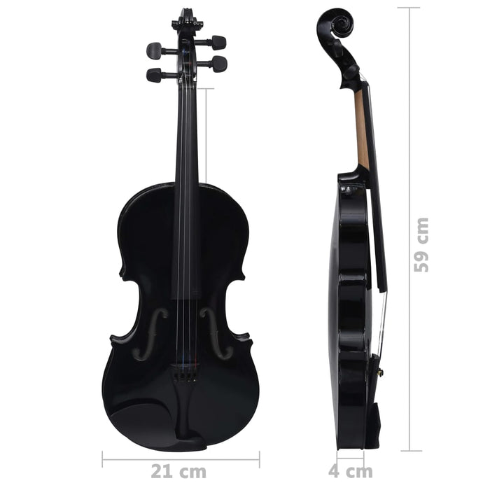 Beginners Violin Full Set with Bow and Chin Rest in Black 4/4