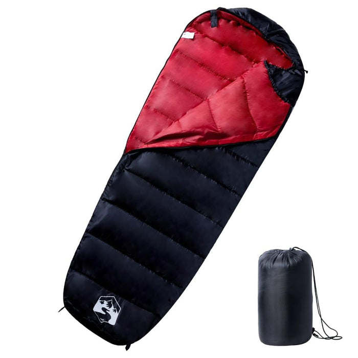 Mummy Sleeping Bag for Adults Camping 3 Seasons in Black and Red - Little and Giant Explorers vidaXL