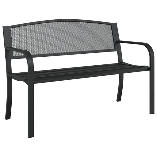 Garden Bench in Black and Steel (119cm) - Little and Giant Explorers vidaXL