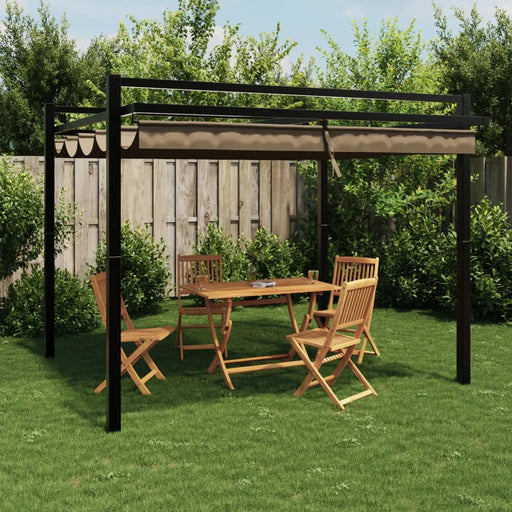 Garden Gazebo with Retractable Roof in Taupe (3 x 3m) - Little and Giant Explorers vidaXL