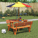 Picnic Table for 4 Kids with Umbrella Hole in Solid Wood Fir