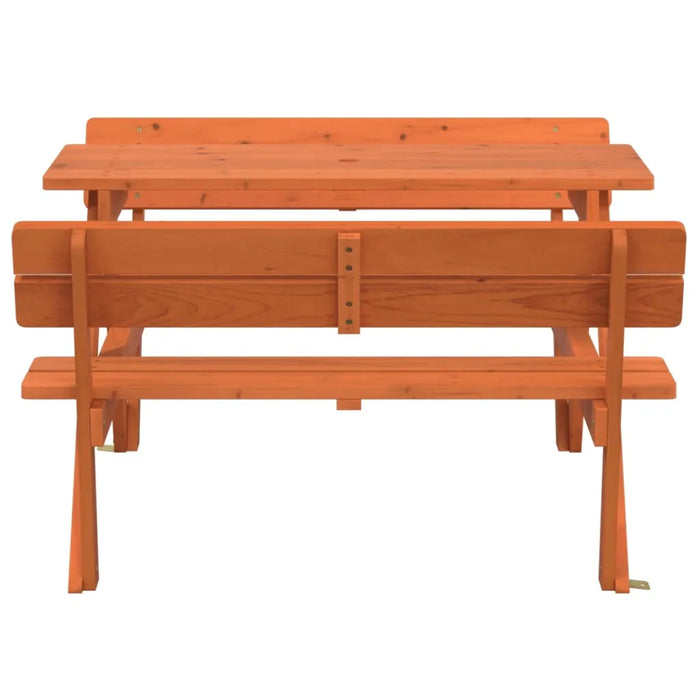 Picnic Table for 4 Kids with Umbrella Hole in Solid Wood Fir