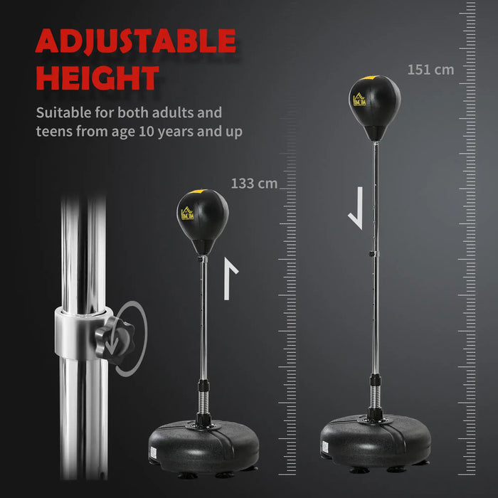 Adjustable height punching bag suitable for adults and teens 10+, height 133cm to 151cm