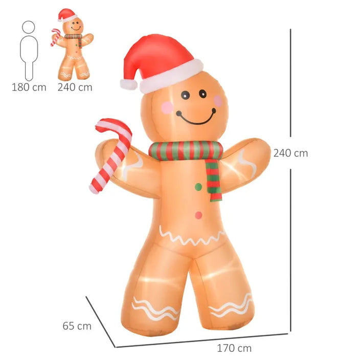 8FT Christmas Inflatable Gingerbread Man - Little and Giant Explorers HOMCOM